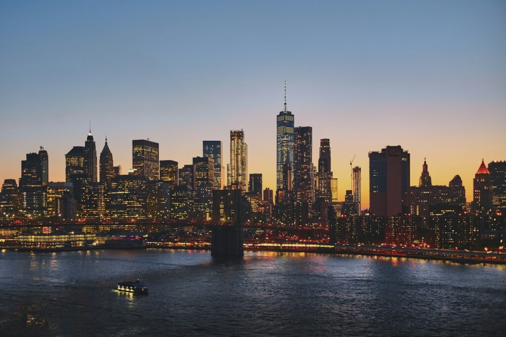 Manhattan skyline viewed across the water